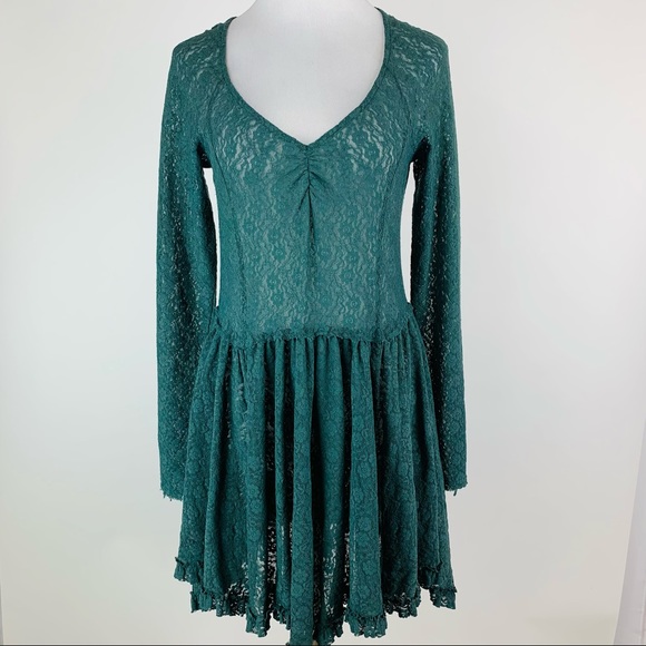 Free People | Dresses | Free People Intimately Green Lace Dress Medium |  Poshmark
